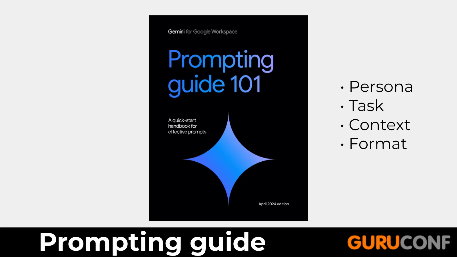 Prompting guide with persona, task, context, and format.