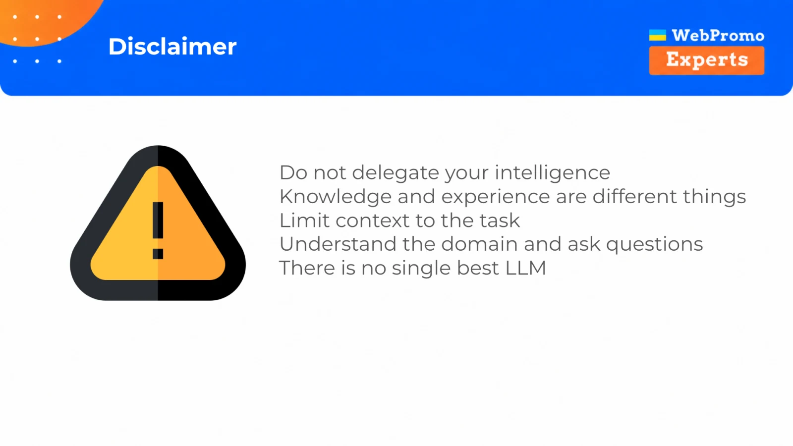 A warning against delegating judgment: expertise, bounded context, and questions remain human responsibilities.