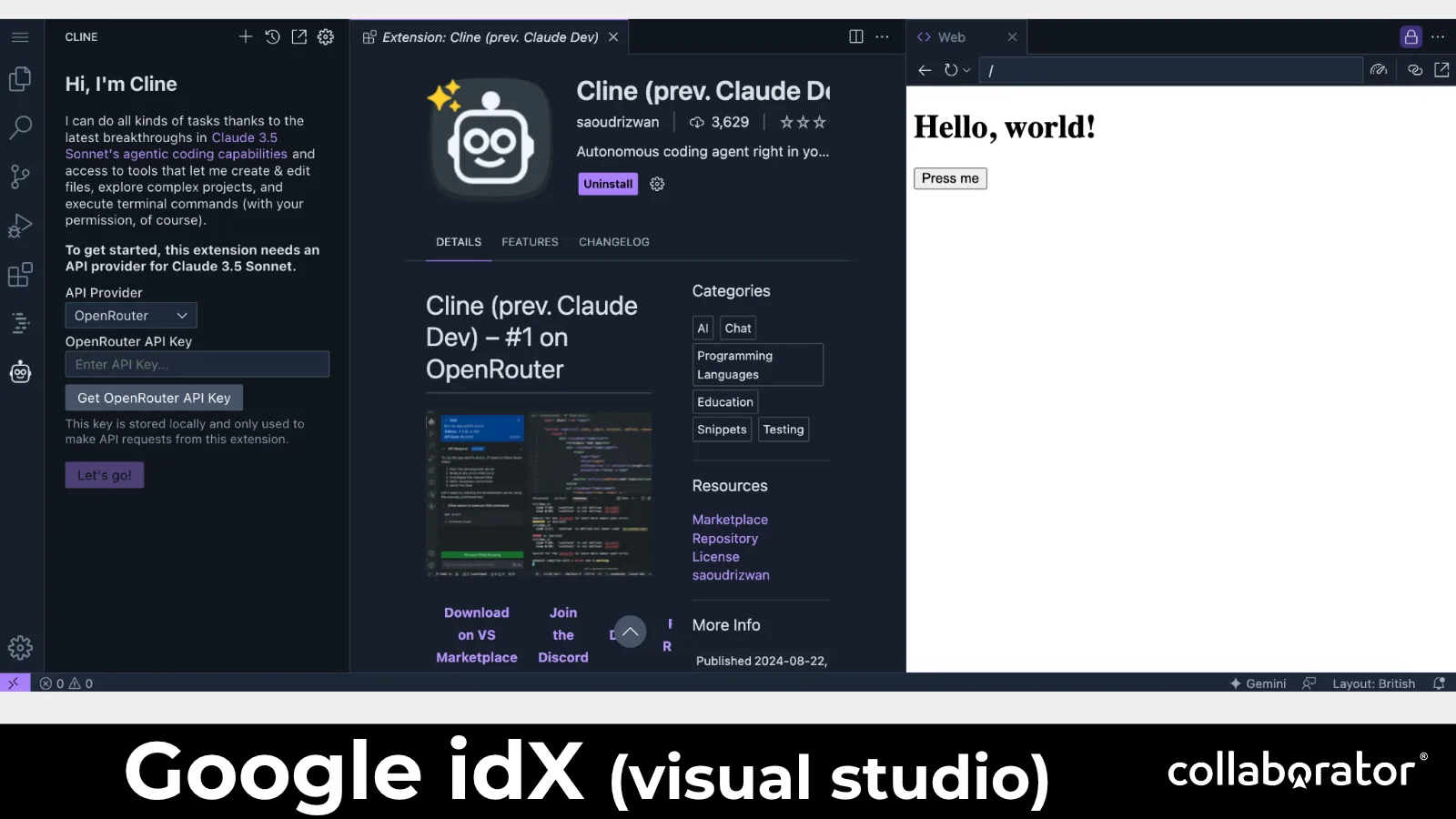 Google IDX as a browser-based development environment.