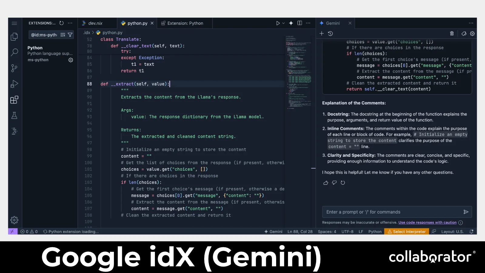 Gemini assisting with a live code modification.