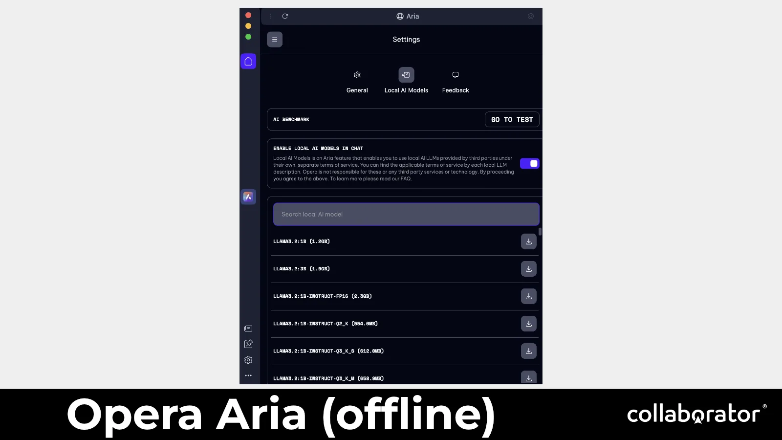 Opera with an offline model.