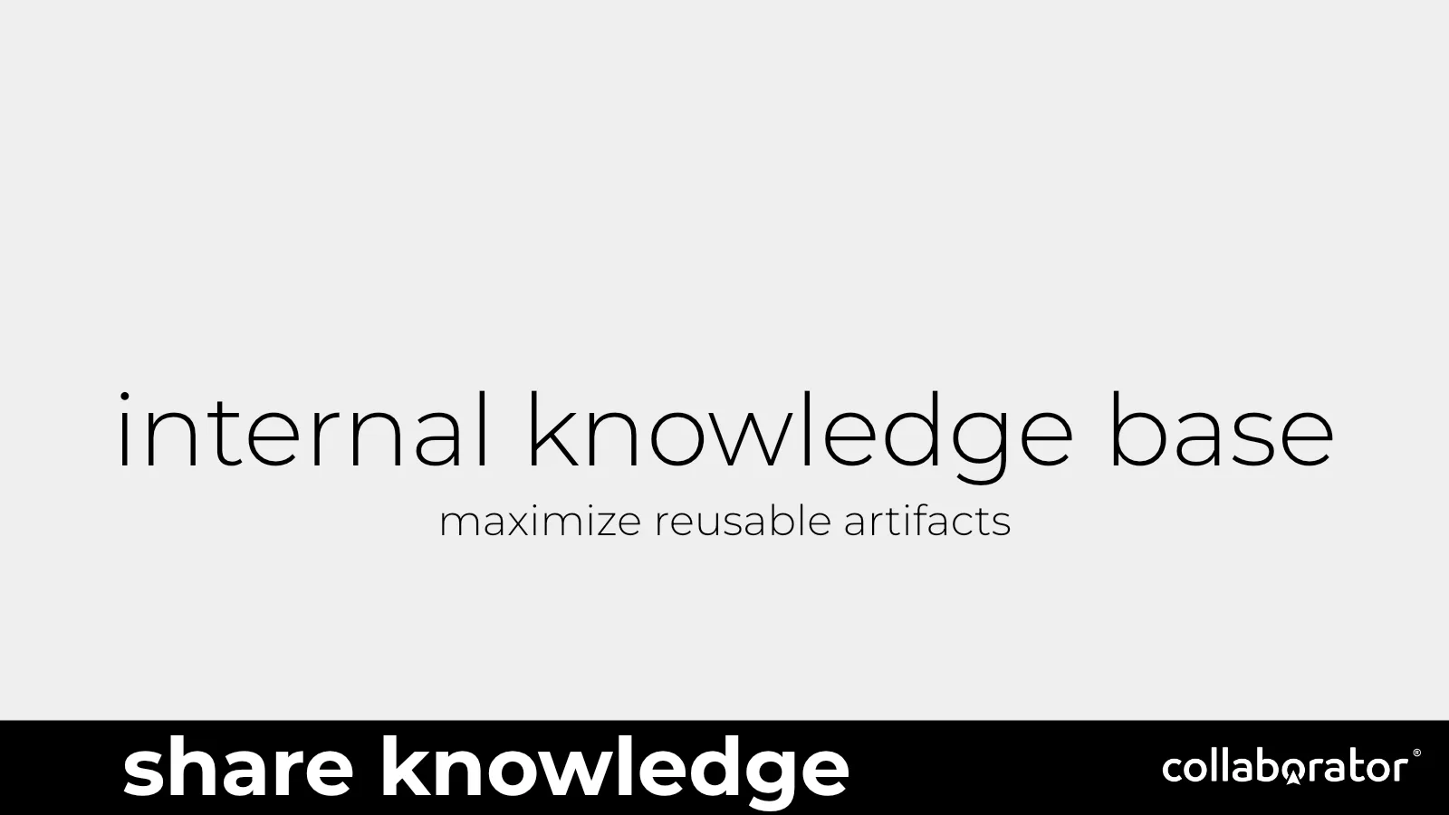 An internal knowledge base that maximizes reusable artifacts.