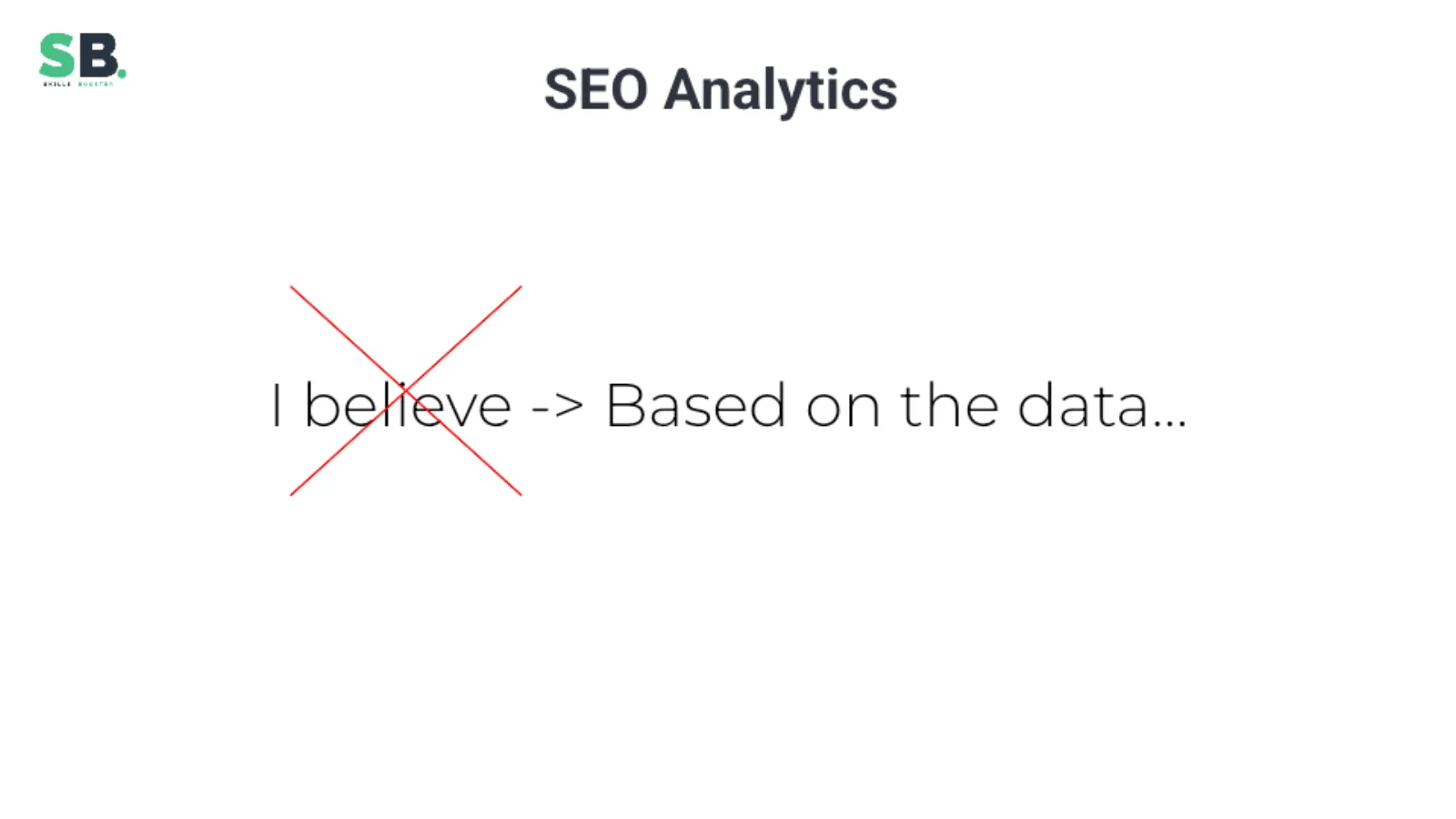 The phrase “I believe” is crossed out and replaced with “Based on the data.”