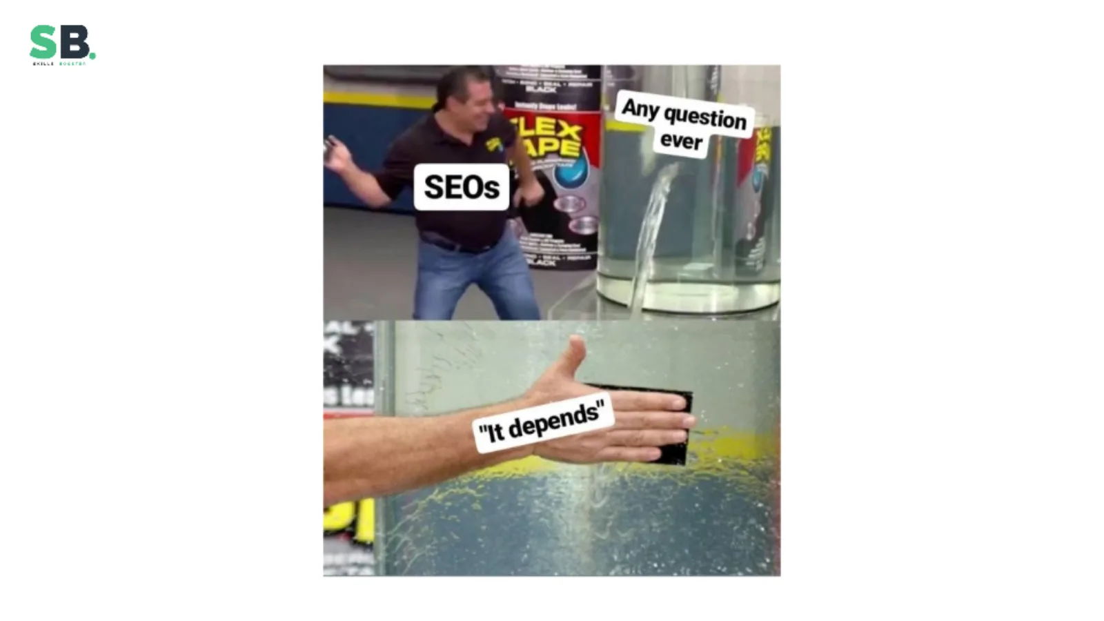 A meme contrasting vague SEO requests with the question “Why exactly?”