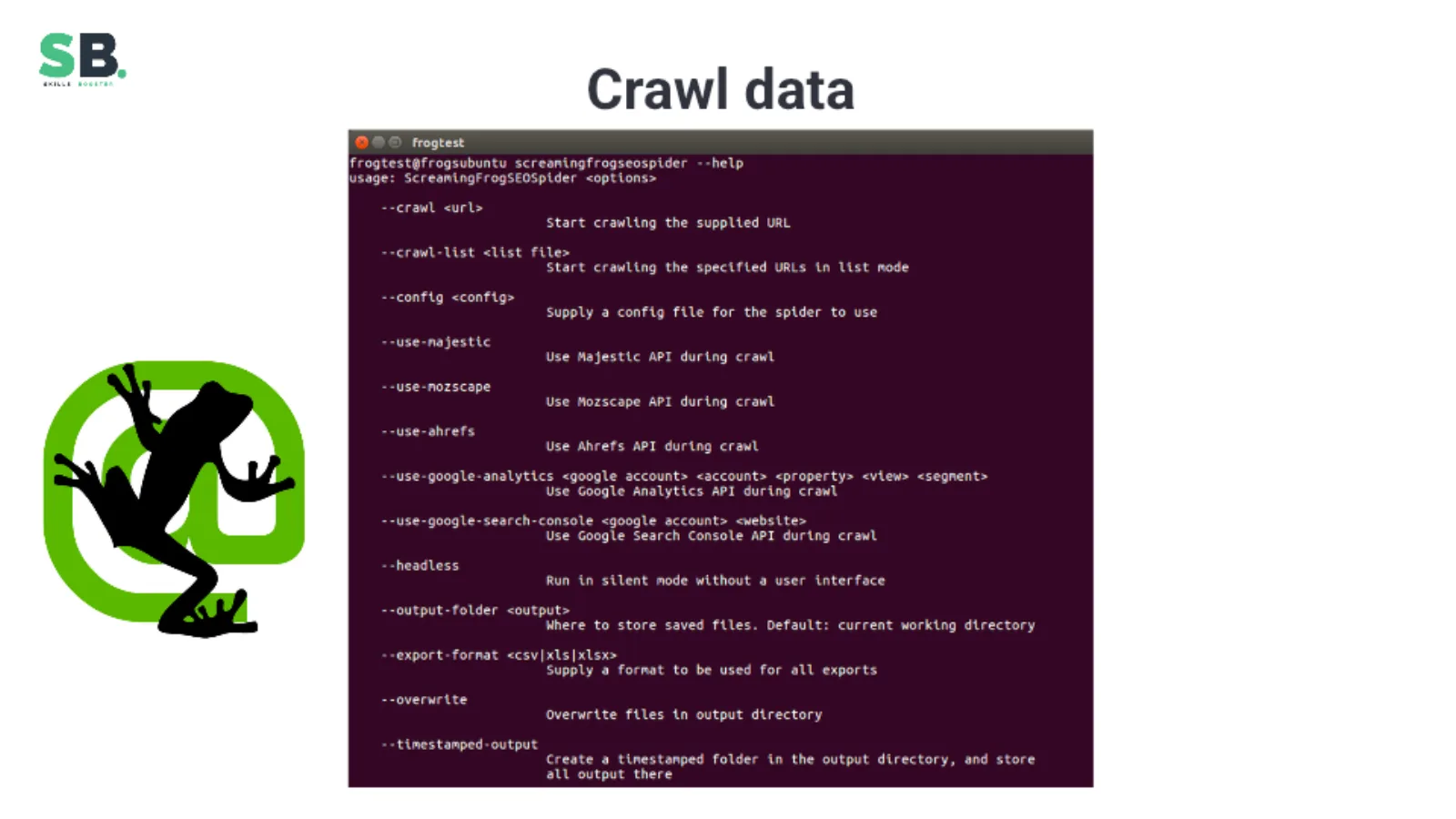 Crawl output as another technical data source.