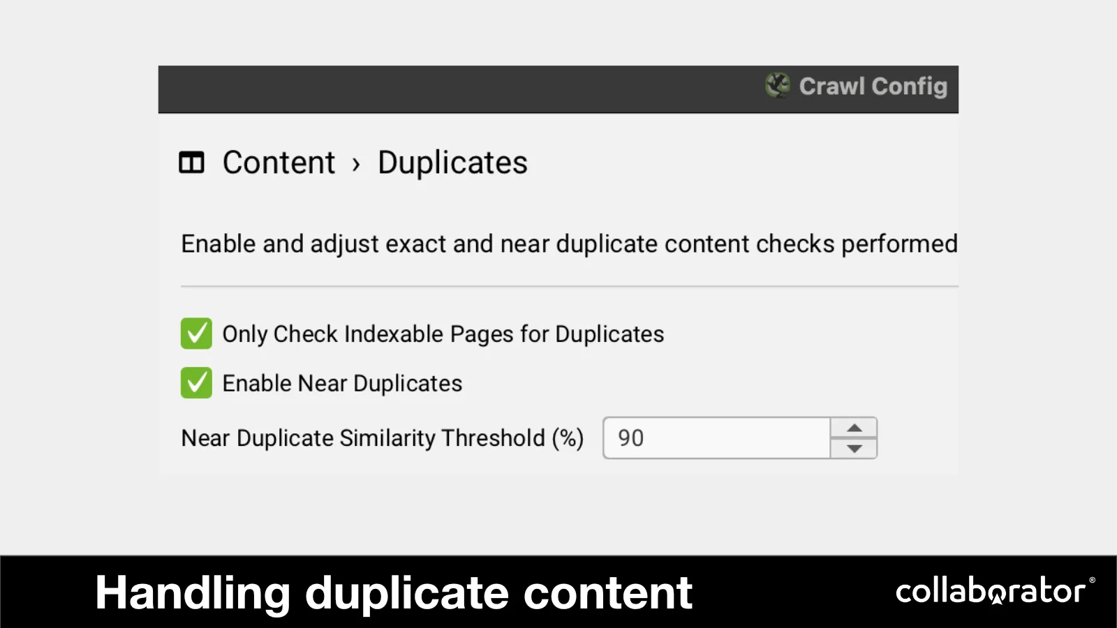 Duplicate-content checks in a crawler.
