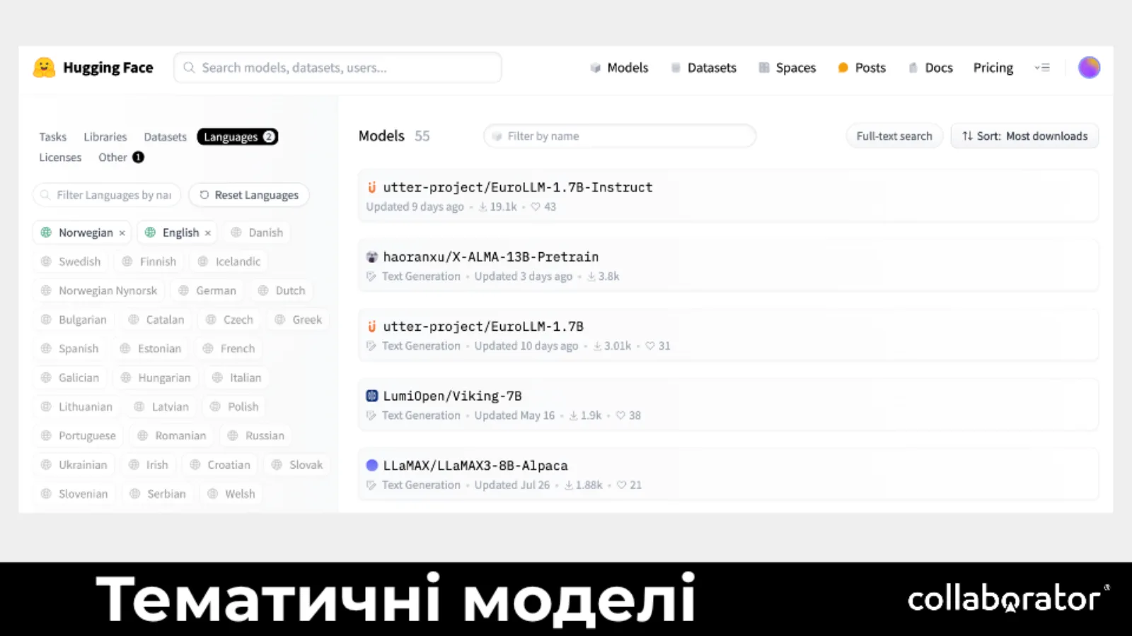 Друга спеціалізована модель з описом задачі та мов.